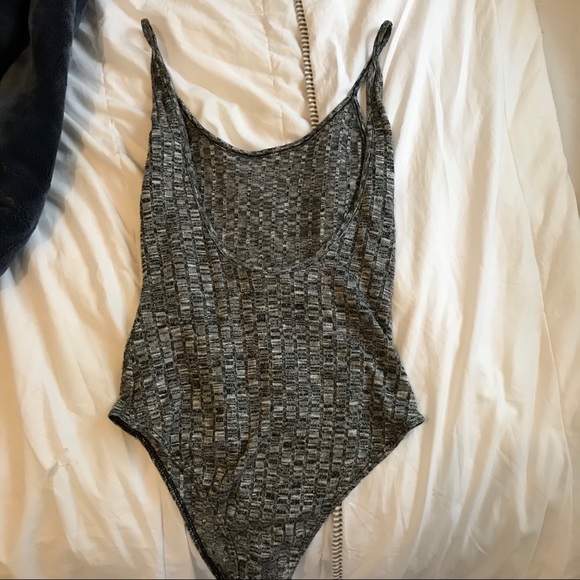 Gray Ribbed Bodysuit - Picture 2 of 2